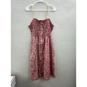 JT Jody of California Womens Dress Size 14 Red Floral Vintage Half Button Up